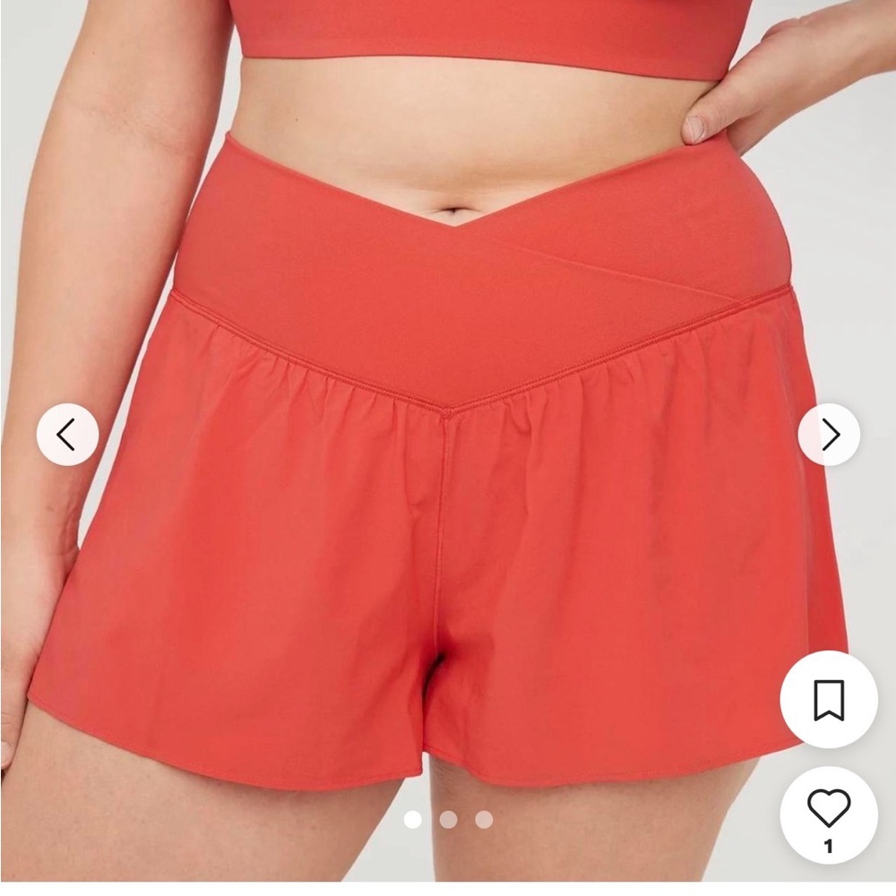 Aerie Coral High-Waisted Crossover Shorts